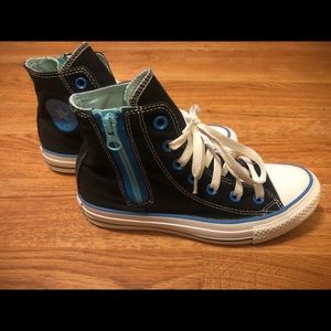 Black and Blue High Top with Side Zipper Converse